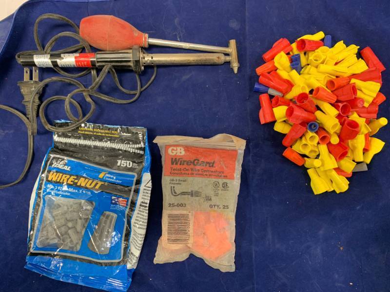 lot 3 image: De Solder Gun with Vacuum Bulb & Wire Nuts
