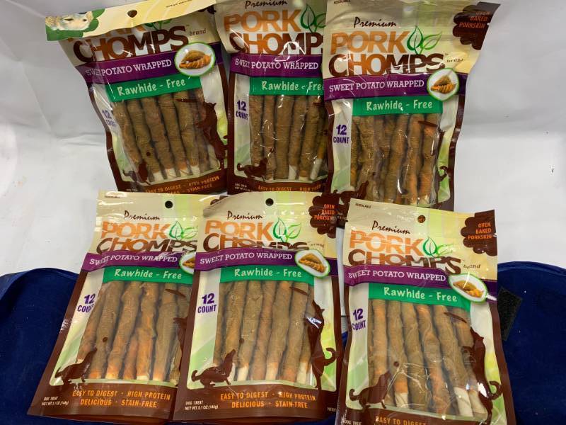 lot 6 image: Lot of 6 Pork Chomps Rawhide Free Dog Treats