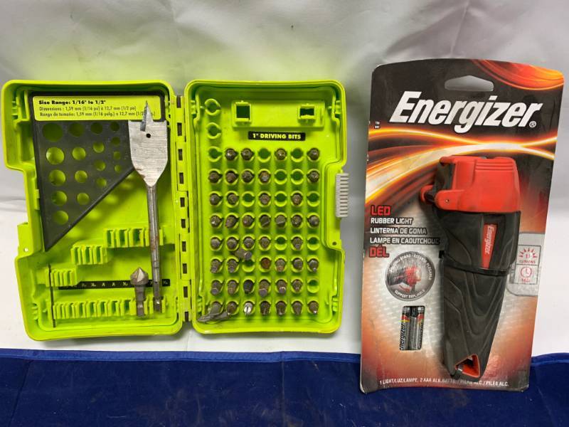 lot 15 image: Ryobi BIt Set & Energizer LED Flashlight