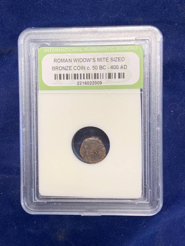 lot 29 image: Widows Mite Biblical Coin from 50-400 AD