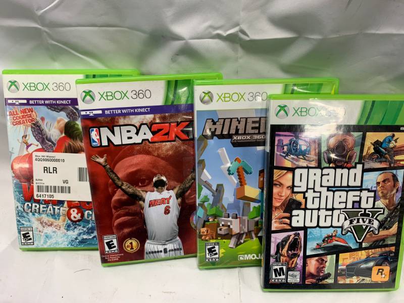 lot 41 image: Lot of 4 Xbox 360 Games (Wipe out, NBA, Minecraft, Grand Theft Auto)