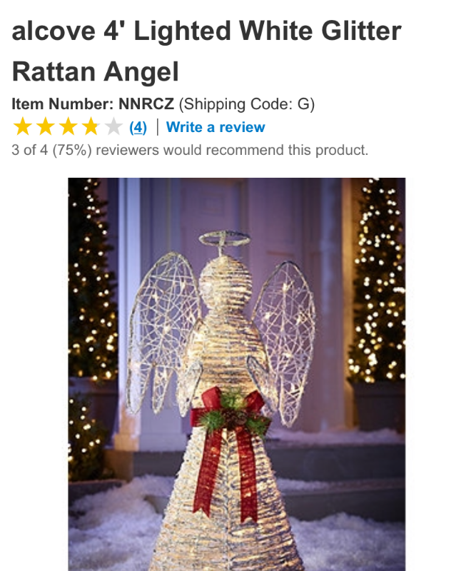 lot 38 image: 4 Lighted White Glitter Angel