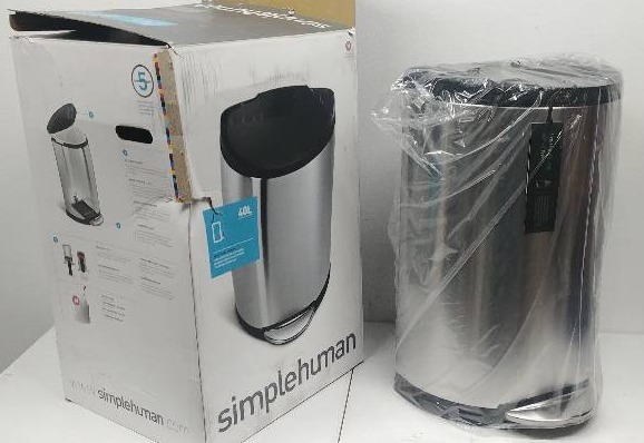 lot 26 image: 40L Stainless Steel SimpleHuman smi-round Step Can