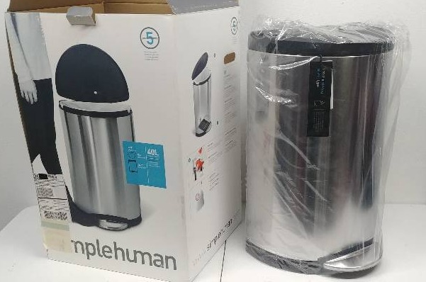 lot 27 image: 40L Stainless Steel SimpleHuman smi-round Step Can