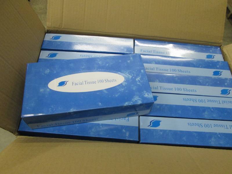 lot 55 image: 30 Boxes of 100 ct Facial Tissue- d...