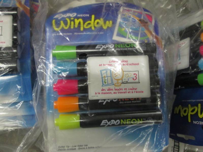 lot 56 image: 24 Pkgs of 5 EXPO Neon Window Dry-e...