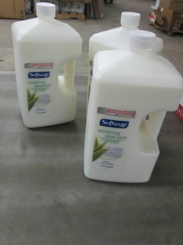 lot 98 image: 3- 1 Gallon Softsoap Aloe Hand Soap...
