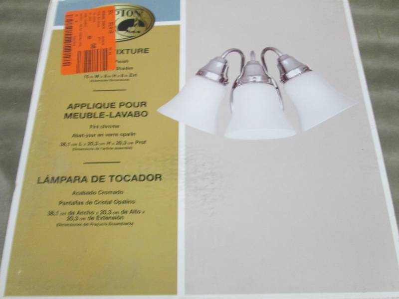 lot 194 image: Hampton Bay 3 Light Chrome Bath lig...