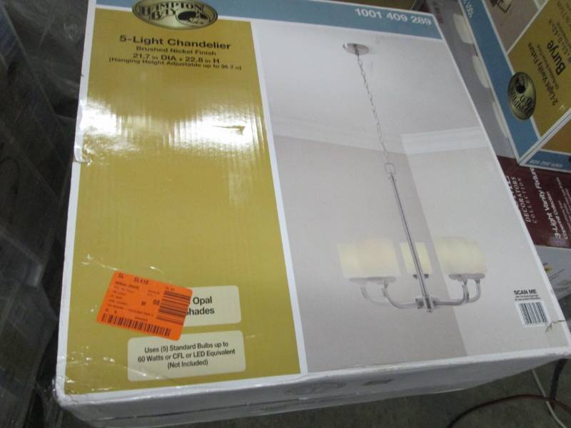 lot 197 image: Hampton Bay 5-Light Brushed Nickel ...