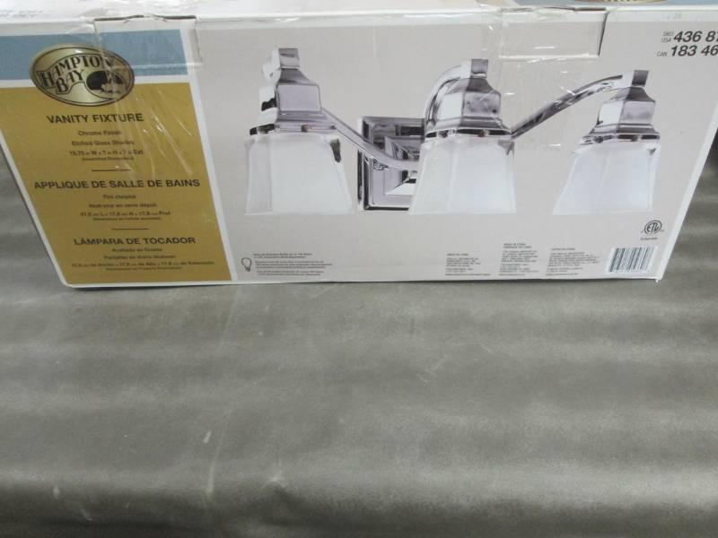 lot 230 image: Hampton Bay 3-Light Chrome Vanity L...