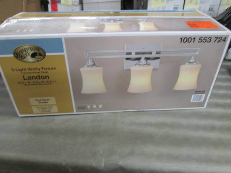 lot 245 image: Hampton Bay Landon 3-Light Polished...