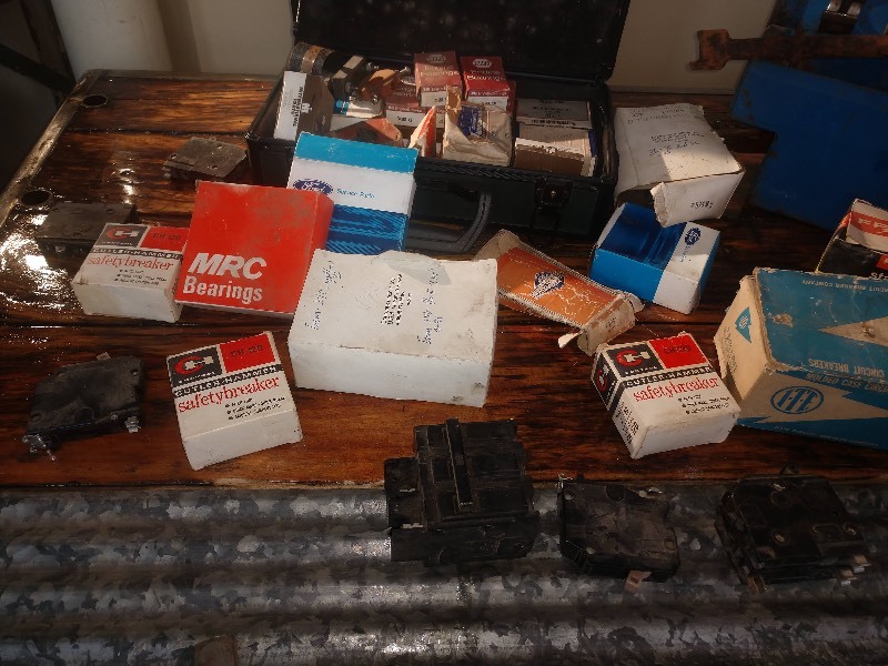 lot 10 image: Vintage Toolboxes, Bearings, Clamps, Circuit Breakers