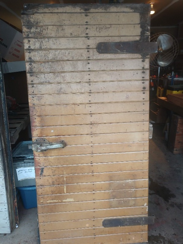 Antique Heavy Duty Wood Walk In Freezer Door Fire Door Butcher