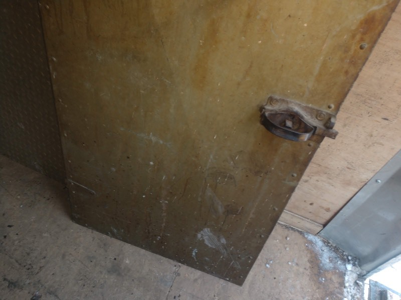 lot 118 image: Danger High Voltage Sign on Vintage Door and Two DiamondPlate Pieces