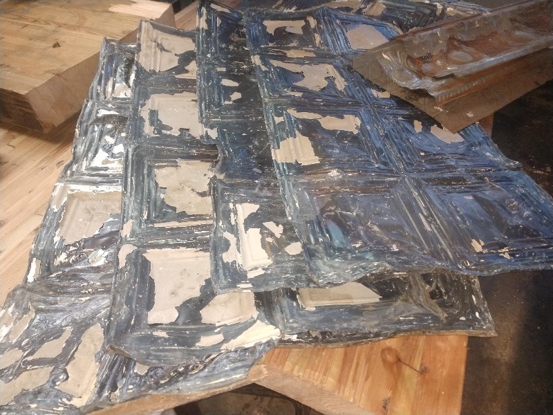 lot 130 image: Vintage Victorian Ceiling Tin (10 Sheets)