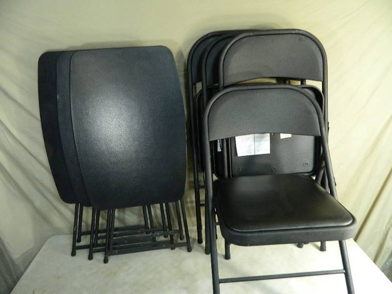 4 Folding Chairs, 3 Tables