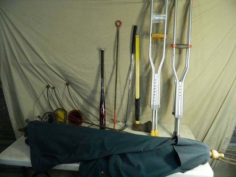 Patio Umbrella, Axe, Garden Art, Crutches, Etc