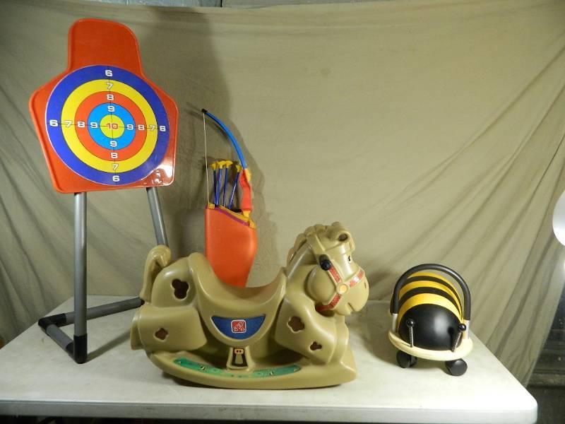 Kids Archery Set, Rocking Horse, and Ride On Toy