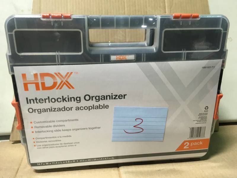 lot 3 image: HDX 15-Compartment Interlocking Small Parts Organizer in Black 2 PACK not used