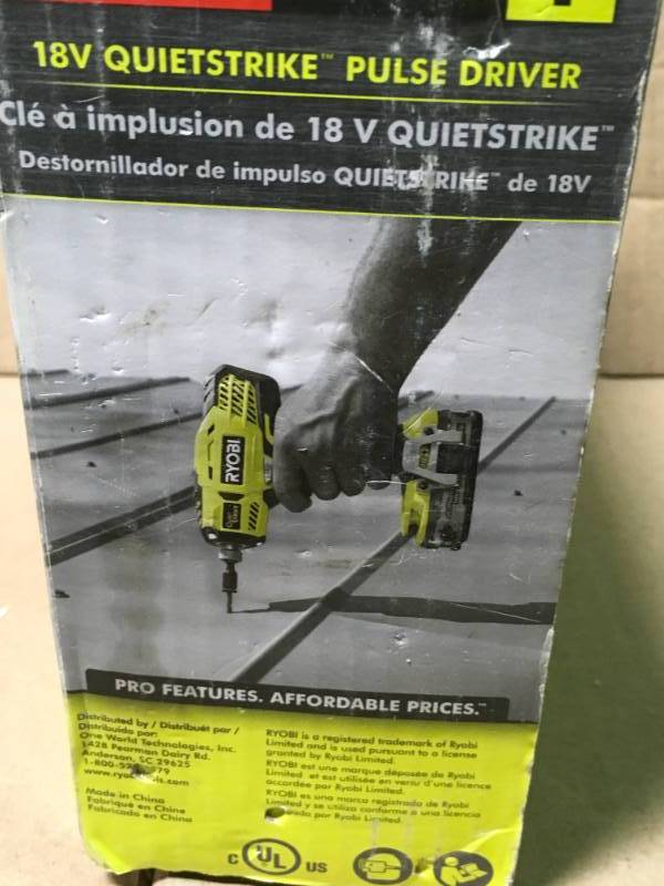 lot 7 image: Ryobi P290 One 18V 14 Cordless Quiet Strike 3,200 RPM Impact Driver with Quick Change Chuck and Mag Tray (Tool Only) in good working condition