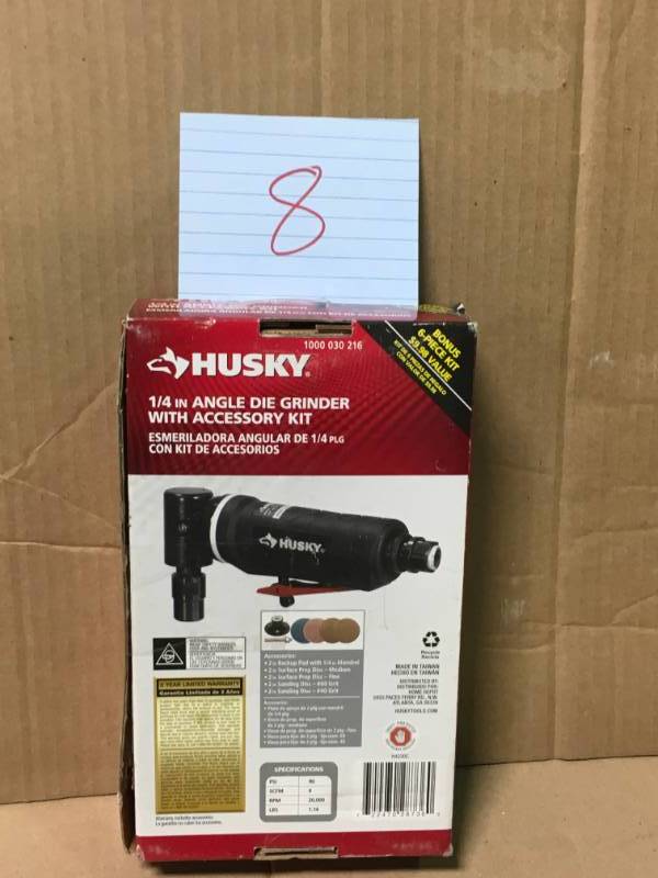 lot 8 image: Husky 14 in. Angle Die Grinder Kit USED in good condition