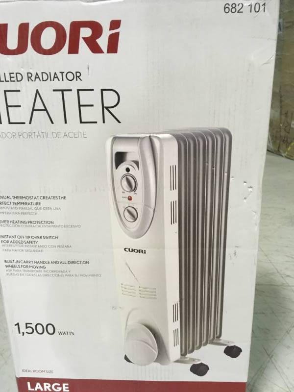 lot 16 image: 1500-Watt Electric Oil-Filled Radiant Portable Heater - Grey not used