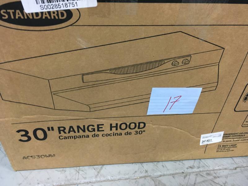 lot 17 image: NuTone ACS Series 30 in. Convertible Under Cabinet Range Hood with Light in White not used