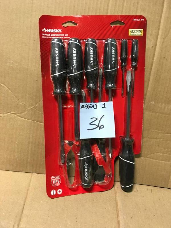 lot 36 image: Husky Screwdriver Set (10-Piece) MISSING ONE PC