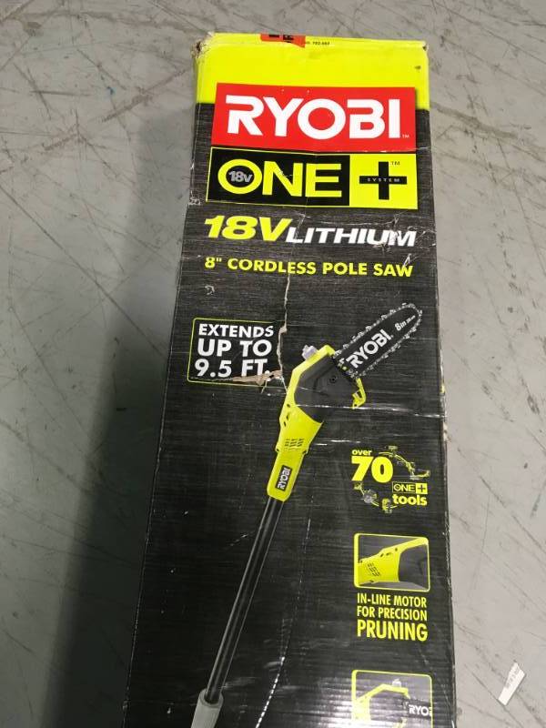 lot 40 image: Ryobi 782662 18v Cordless Pole Saw Power Tool ONLY in good condition