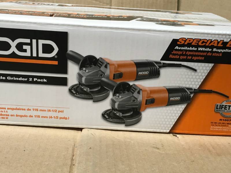 lot 42 image: Ridgid R10071 4 12 8-AMP ELECTRIC CORDED ANGLE GRINDER 2 PACK not used