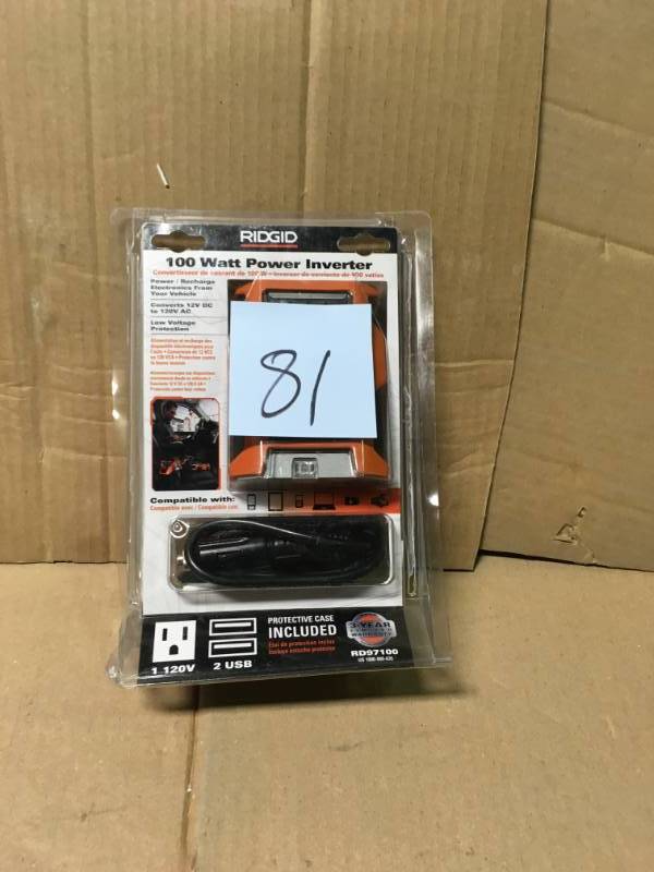 lot 81 image: RIDGID 100-Watt Power Inverter in good condition