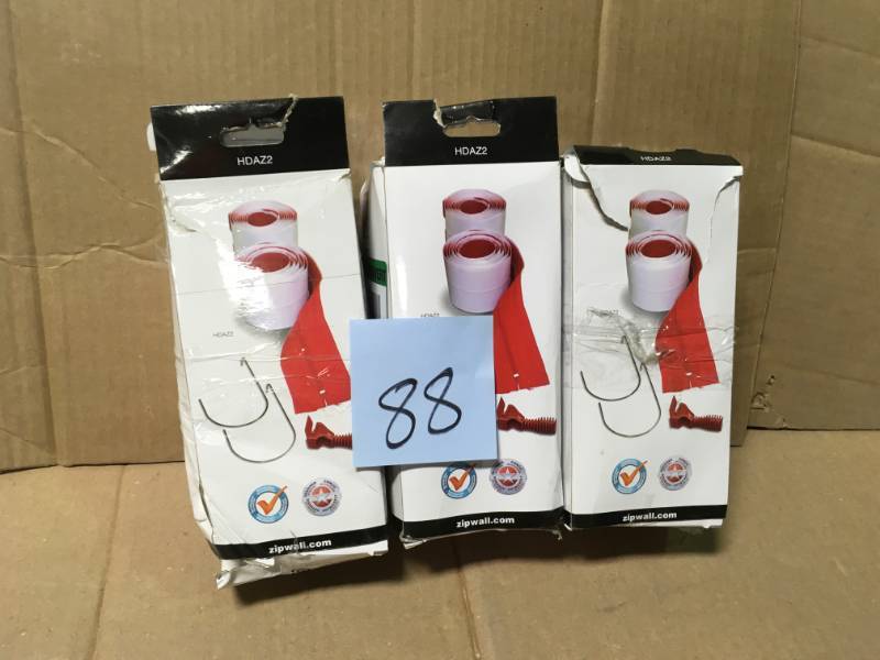 lot 88 image: ZipWall HDAZ2 Heavy-Duty Adhesive Zippers 3 in. x 84 in. Includes Knife (2-Pack) LOT OF 3