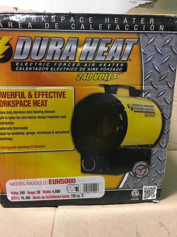 lot 90 image: Dura Heat Electric Forced Air Heater, 240 Volt, 17,000 BTU Output in like new condition