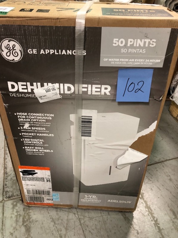 lot 102 image: GE 50 pt. Dehumidifier, ENERGY STAR new