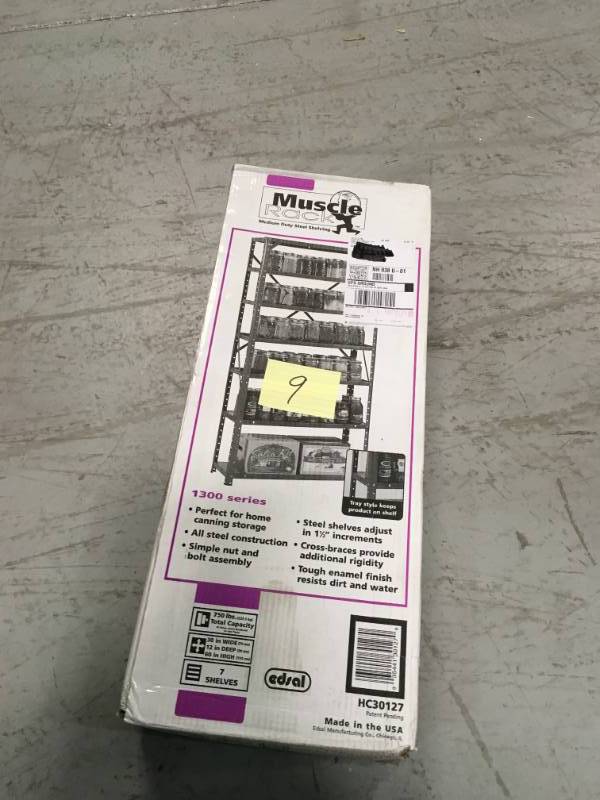 Edsal Steel Canning Shelving 7 Shelves 30 Inch W x 12 Inch D x 60 Inch H not used