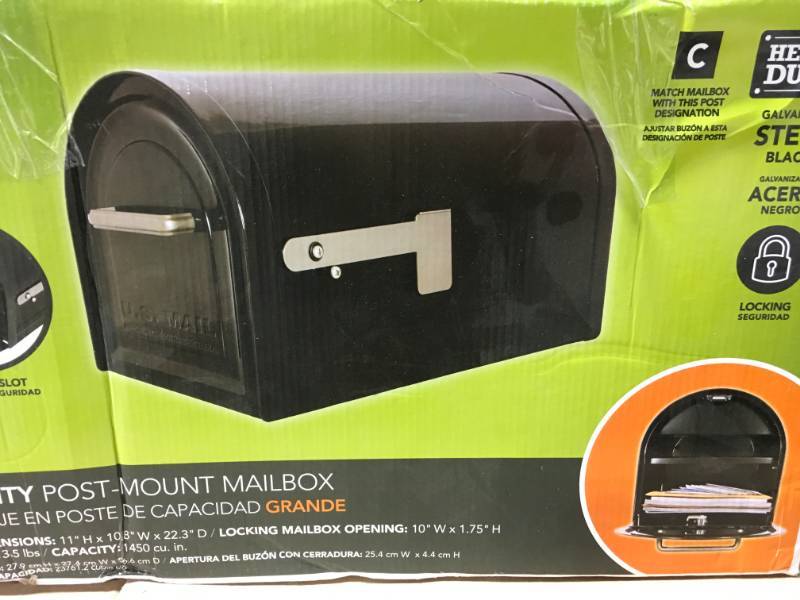 Solar Group Gibraltar Reliant Lock Black Steel Post Mount Mailbox MB981B01 in like new condition