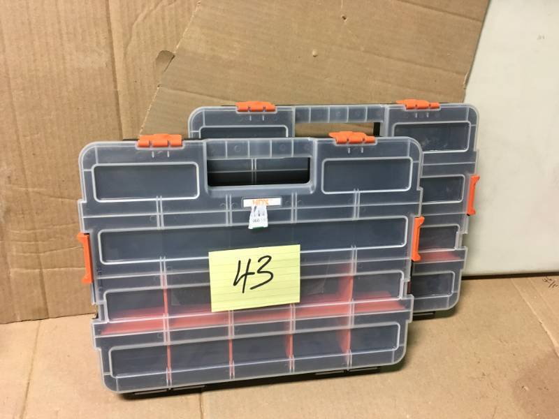 HDX 15-Compartment Interlocking Small Parts Organizer in Black (2-Pack) not used