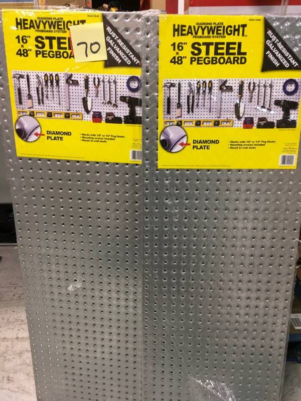 Knape & Vogt 16 in. x 48 in. Diamond Plate Galvanized Steel Pegboard not used