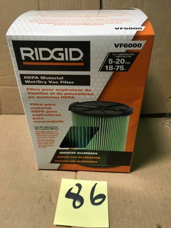 RIDGID 5-Layer Allergen Pleated Paper Filter for 5.0 Plus Gal. RIDGID WetDry Vacs in like new condition