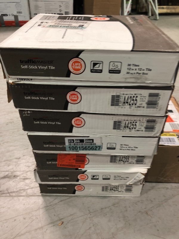 TrafficMASTER Red Stone 12 in. x 12 in. Peel and Stick Vinyl Tile (30 sq. ft.  case) 6 cases not used