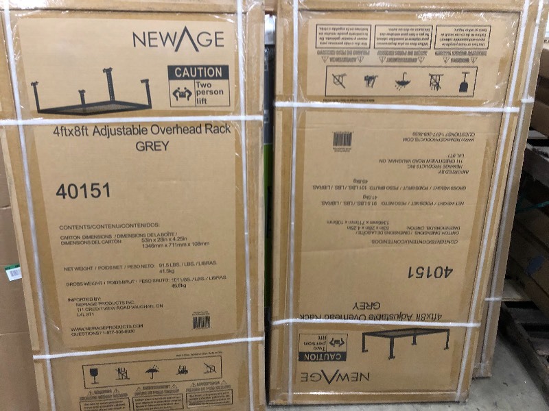 NewAge Products Performance 96 in. L x 48 in. W x 42 in. H Adjustable VersaRac Ceiling Storage Rack in Gray lot of 2 new