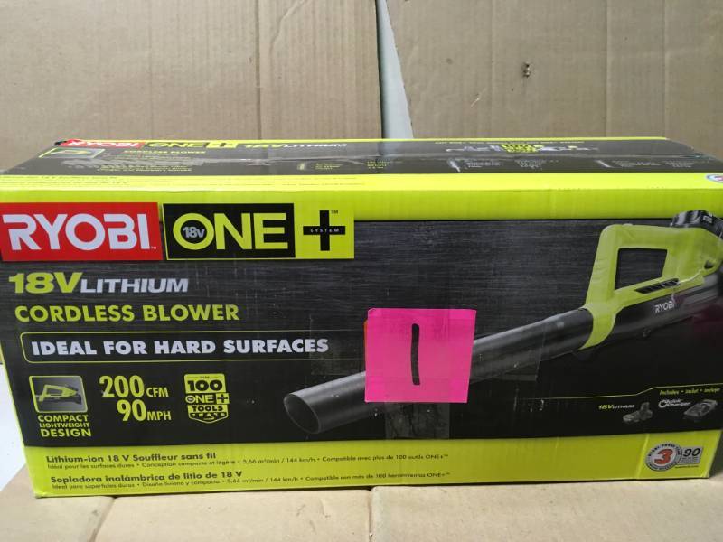 lot 1 image: Ryobi ONE 90 MPH 200 CFM 18-Volt Lithium-Ion Cordless Blower - Battery and Charger Not Included in like new condition