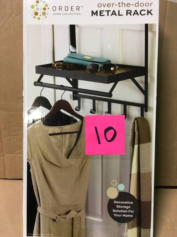 lot 10 image: Order Home Collection 18.9 in. x 19.69 in. Over-the-Door Garment Rack Vintage in like new condition