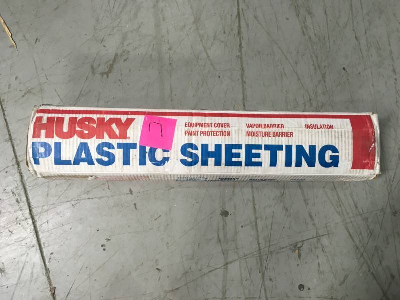 lot 17 image: HUSKY 20 ft. x 50 ft. Clear 6 mil Plastic Sheeting not used