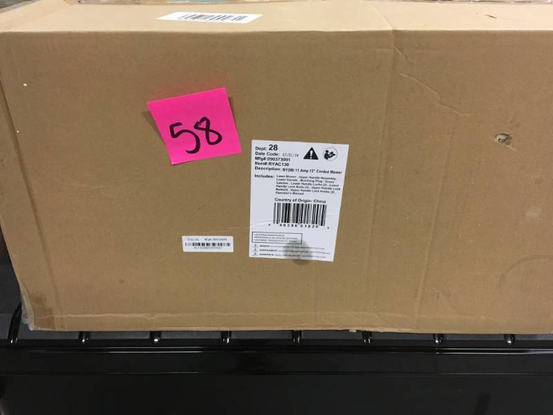 lot 58 image: Ryobi 13 in. 11 Amp Corded Electric Walk Behind Push Mower in like new condition