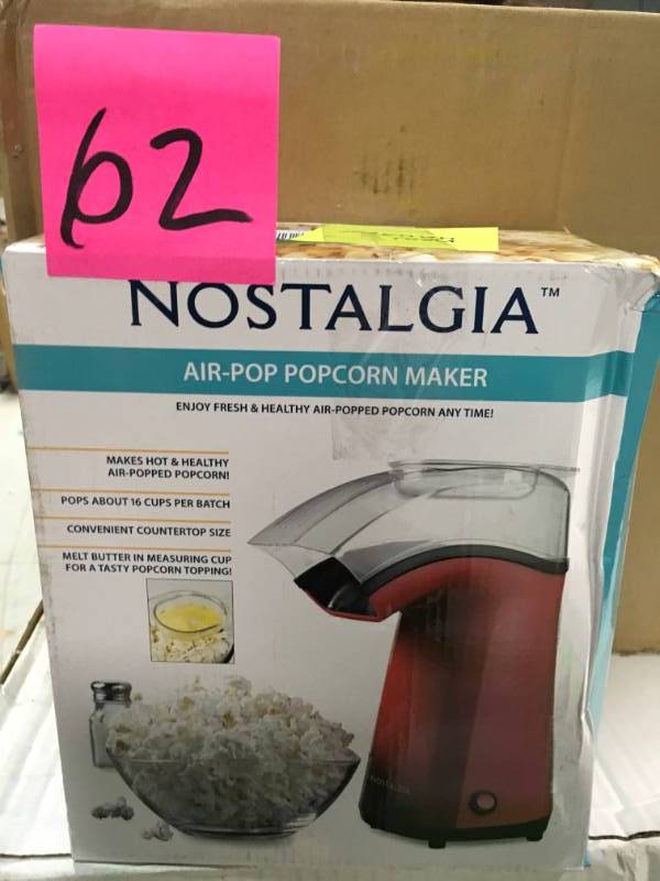 lot 62 image: Nostalgia Electrics APH200RED Air Pop Hot Air Popcorn Maker not used