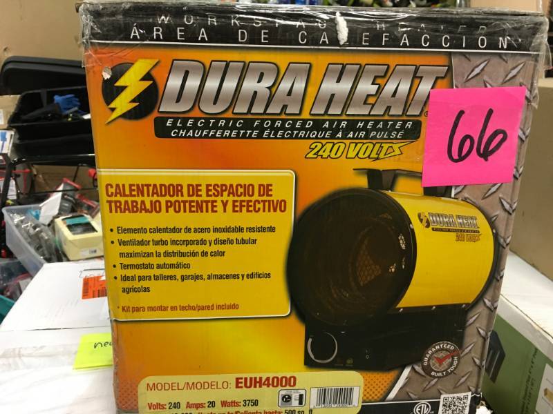 lot 66 image: DuraHeat 3,750-Watt 240-Volt Dura Heat Electric Forced Air Heater in like new condition