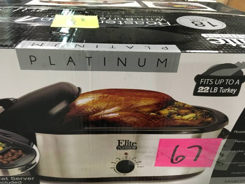 lot 67 image: Elite Platinum 18-qt. Stainless Steel Roaster Oven with Buffet Server not used