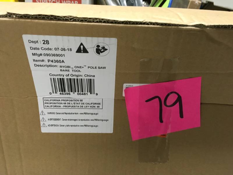 lot 79 image: Ryobi ONE 8 in. 18-Volt Lithium-Ion Cordless Pole Saw - Battery and Charger Not Included in like new condition