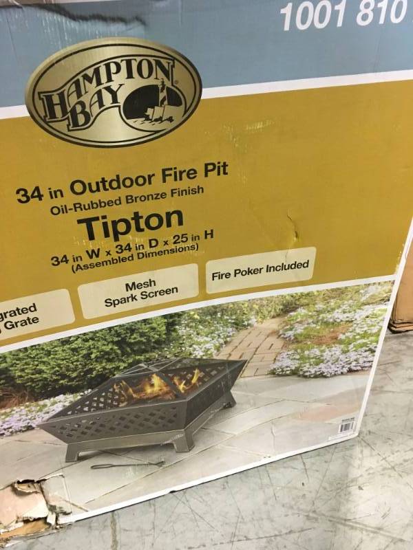 lot 88 image: Hampton Bay OFW832S Tipton 34 in. Steel Deep Bowl Fire Pit in Oil Rubbed Bronze not used